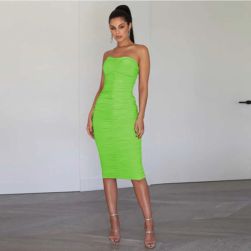Neon Green Strapless Tube Dress Women Ruched Long Bandage Bodycon Mid-Calf  Dress Summer Polyester Pullover ZH013 from Dhgate Basic & Casual Dresses -  price 27.84