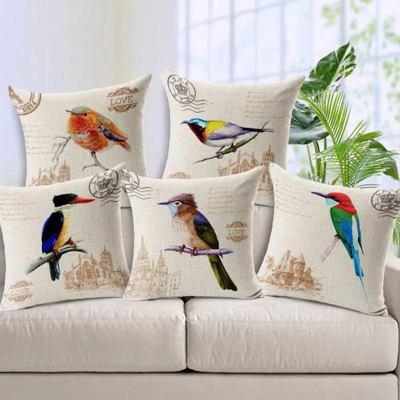 Slow Soul Nordic Retro Parrot Cushion Cover Animal Printed Dekorativ kuddefodral för soffa funna cojin capa de almofada kudde/dekorativ