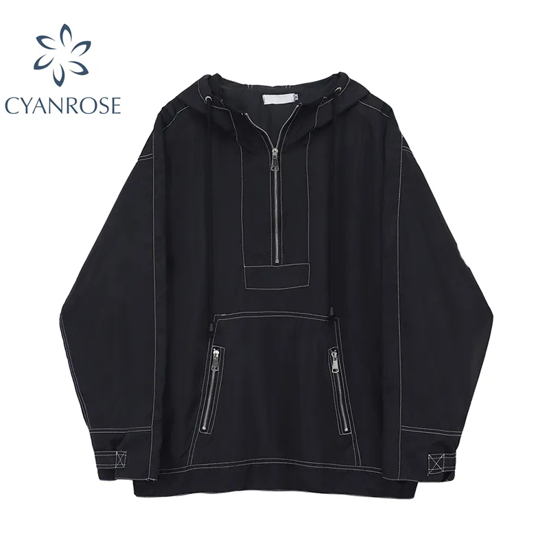 Women Cargo Jackets Coats Autumn Winter Warm Fashion Hoodies Women Long Sleeve Oversized Zipper Female Tops Black Hoodie 210417