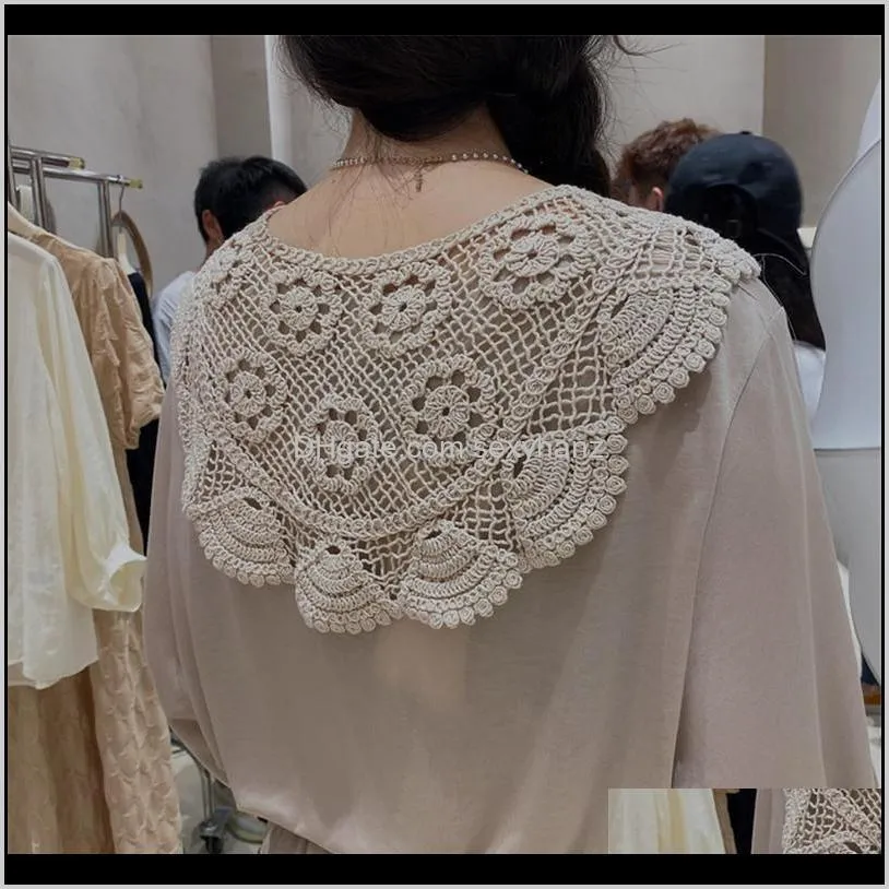 lace knitted crochet hollow fake collar women small shawl decorative fake collar women clothes accessories detachabl qylxcm