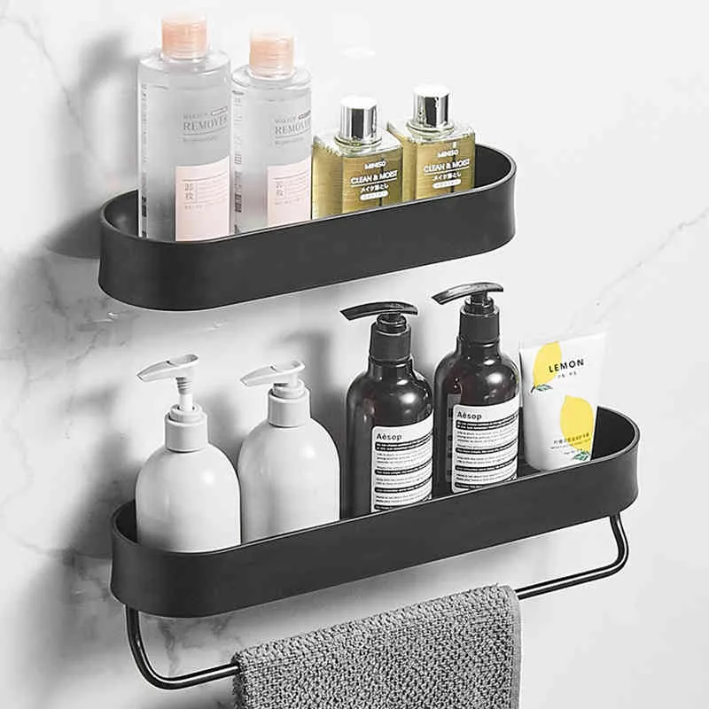 Estante de baño negro sin taladro, 30/40/50 cm, estantes de pared para  cocina, cesta de ducha, estante de almacenamiento, barra de toalla,  accesorios