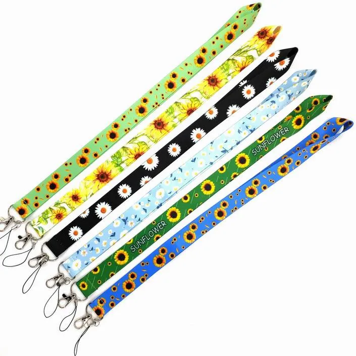 Sunflowers Neck Strap Keychain Lanyard for Keys USB ID Card Badge Holder Hang Rope Webbing Ribbon Mobile Phone Accessories