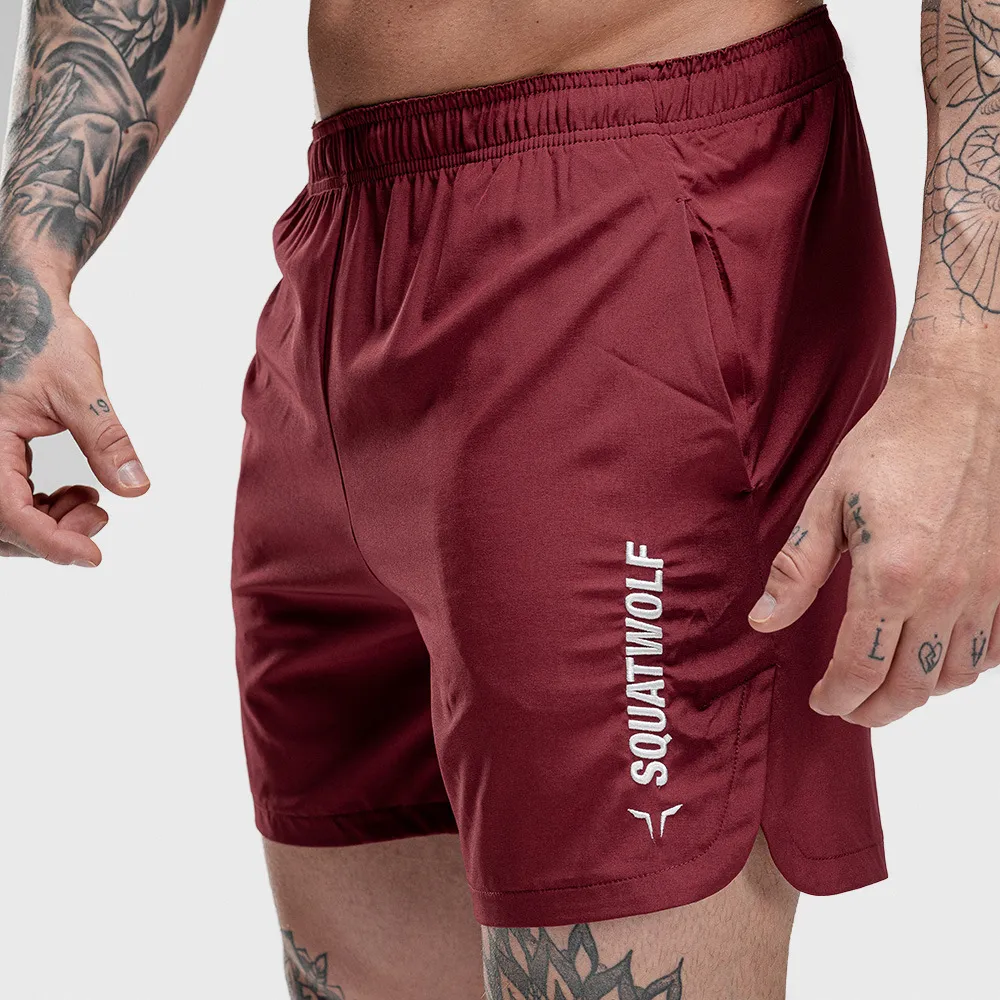 Hommes gymnases Fitness Shorts hommes été séchage rapide décontracté broderie pantalon mâle survêtement entraînement plage genou longueur