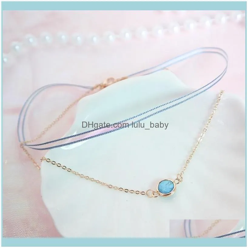 Chokers Korean Style Double Layer Round Heart Pendant Choker Necklace For Women Fashion Sweet Clavicle Chain Collares Gift FS141