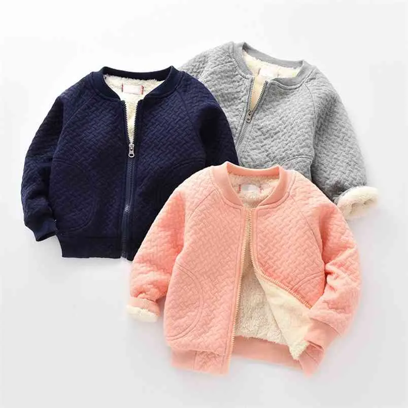 Kids Boys Girls Warm Jacket Leisure Plus Velvet Winter Autumn Children'S Wear Cotton Shirt Late Outwear 210528