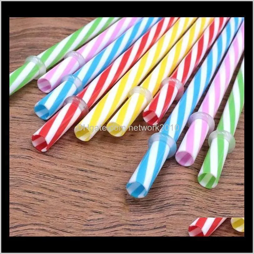 hot 230mm reusable plastic straws fit colored hard plastic striped straws for 20 ounce 30 ounce mug mason jar