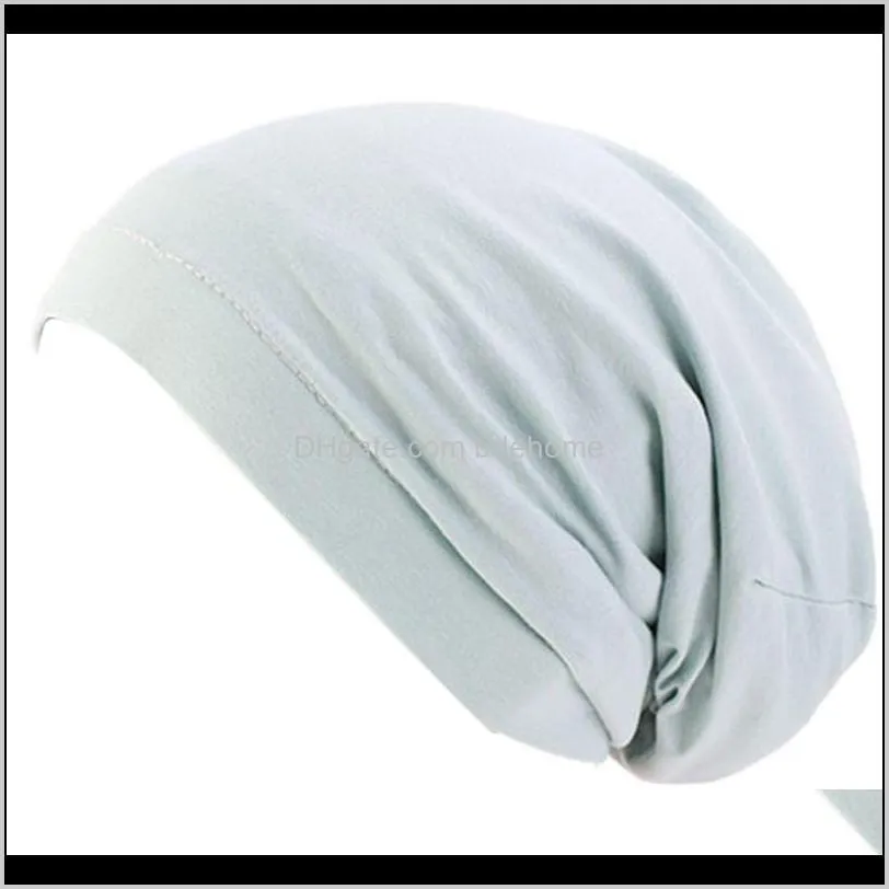 women satin lined sleep cap hair loss chemo elastic wide band slouchy beanie hat 83xf1