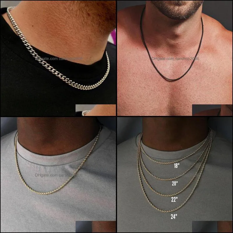 Chains 2021 Classic Rope Chain Men Necklace Width Stainless Steel Figaro Cuban For Women Jewelry