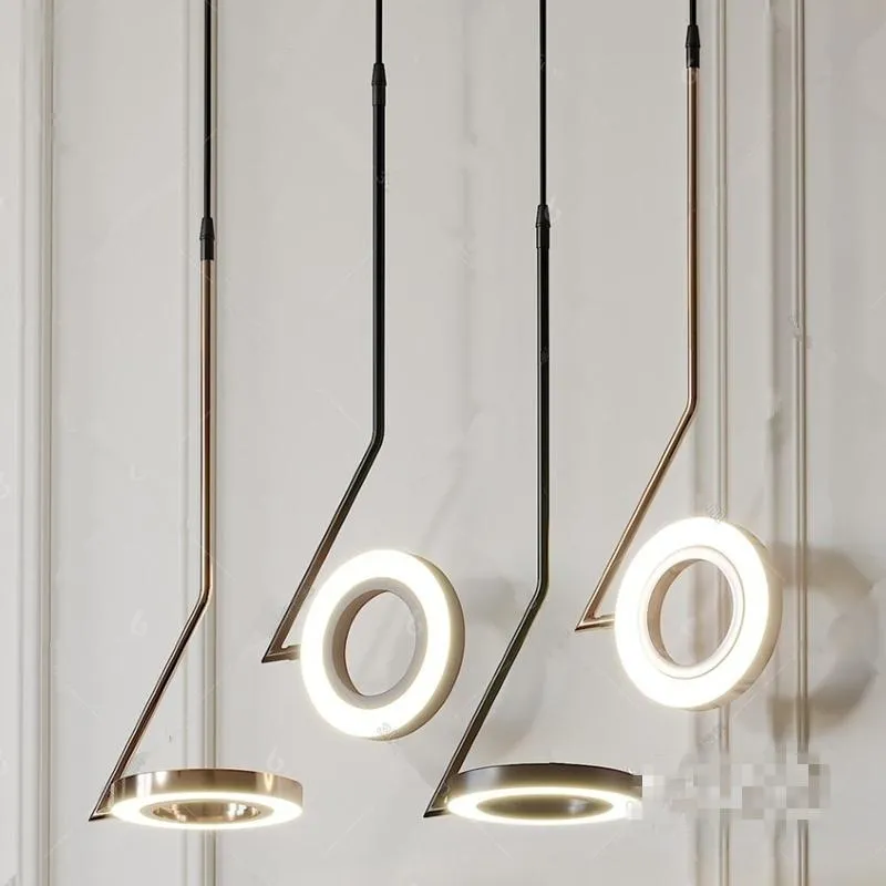 Lampy wisiorek Nordic Pierścień LED Żyrandol Nowość Aluminiowa Lampa Postmodernowa Luminaria Nowoczesna sypialnia Mosiądz Creative Huśtawka Ramię