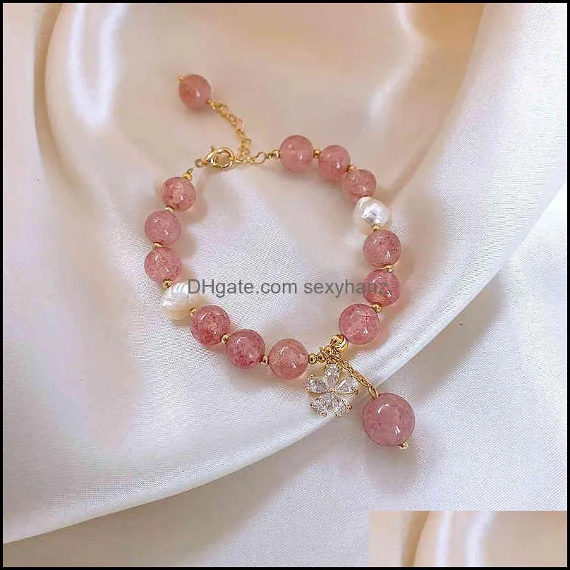 Bracelets bracelet Crystal Pink women`s personality design friend and sister hand ornament simple temperament Freshwater Pearl Fashion