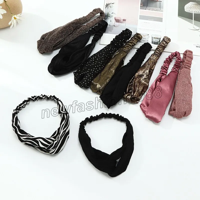 Fasce per capelli lavorate a maglia invernali da donna Bandane con fascia per turbante incrociato intrecciato Fasce per capelli elastiche Accessori per capelli alla moda