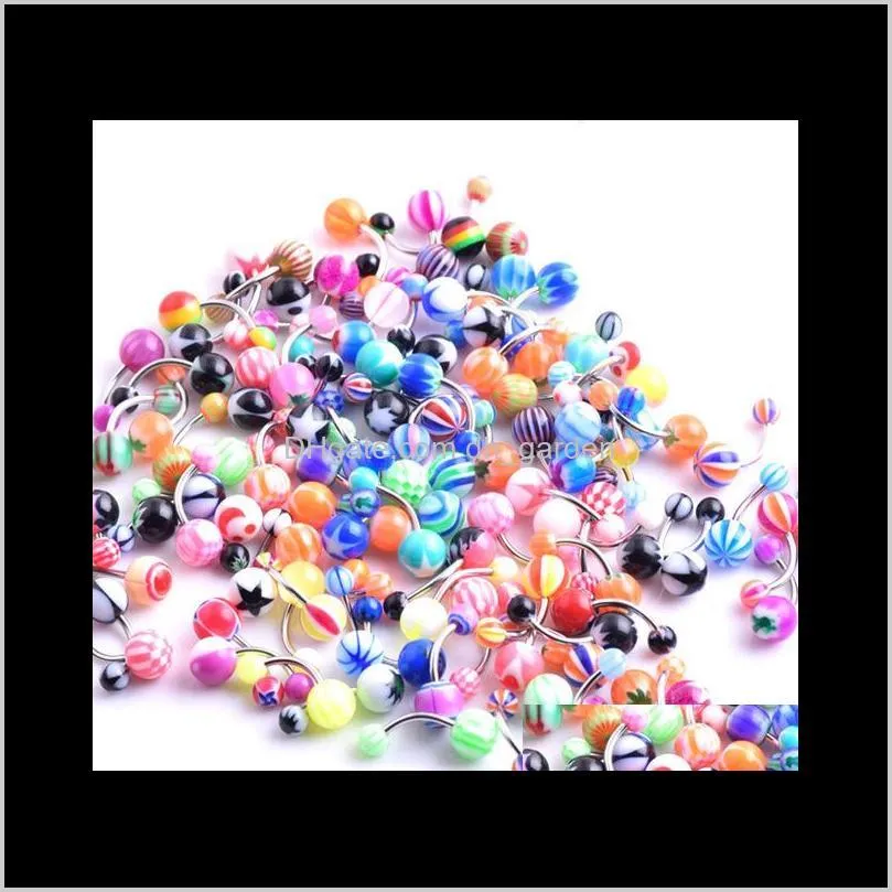 wholesale protomtion 100pcs mixed body jewelry set uv flexible surgical steel resin eyebrow navel belly lip tongue nose piercing bar