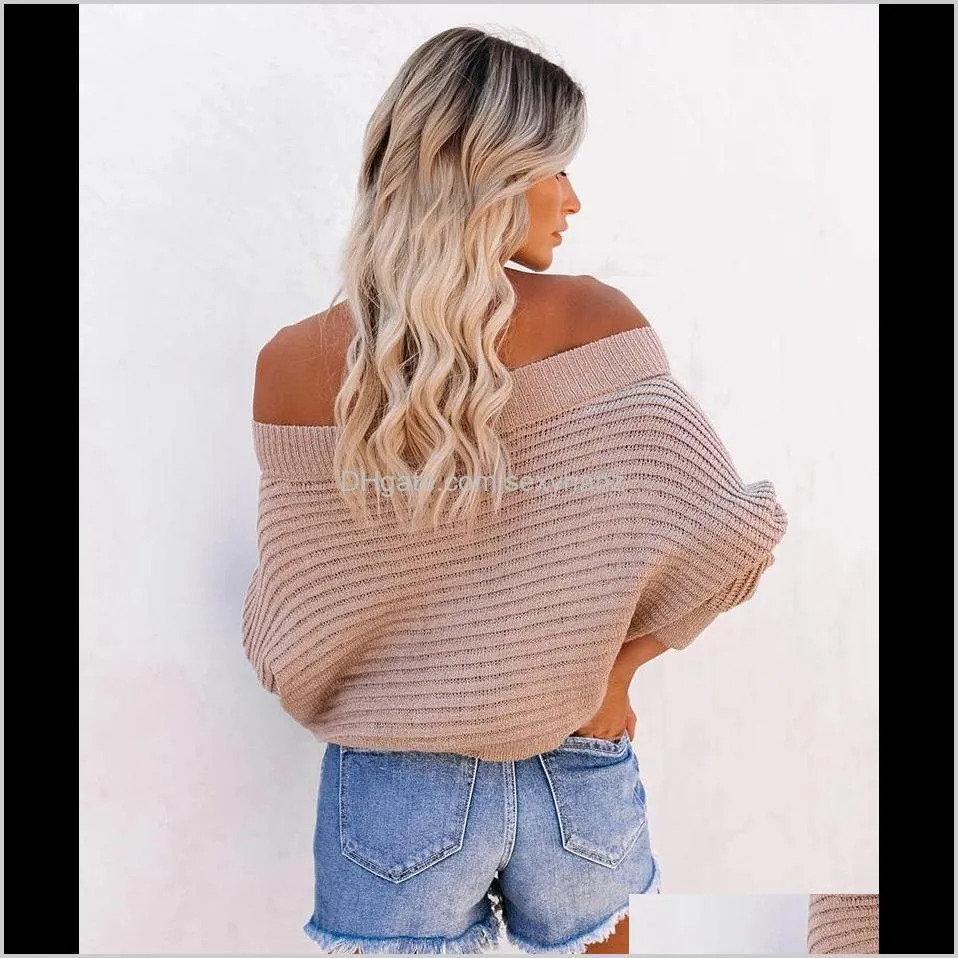 fitshinling off shoulder women`s knitwear sweater batwing sleeve oversize jumper autumn winter bohemian pullover sweaters sale