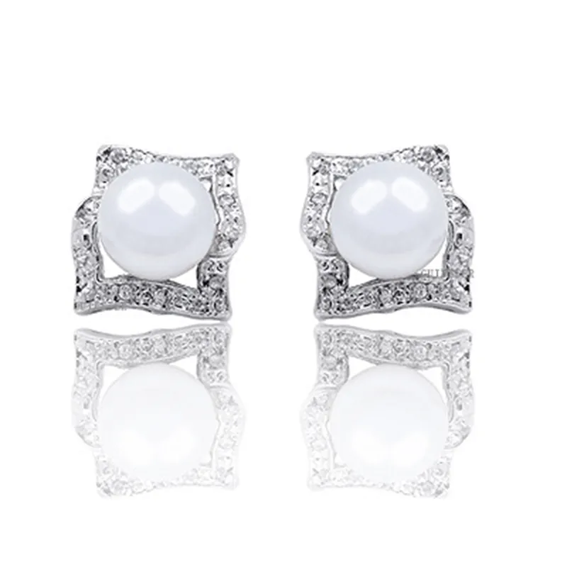 Colife Smycken 100% Real 925 Silver 8mm Good Quality Freshwater Pearl Stud Örhängen Gåva till Kvinna