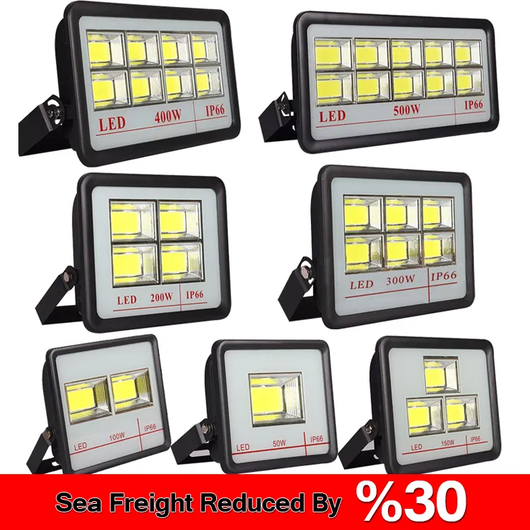 Utomhus LED -strålkastare Fixtur 600W 500W 400W 300W IP66 Vattentät Exterieur Cob Flood Light 90 graders strålvinkel Spotlight