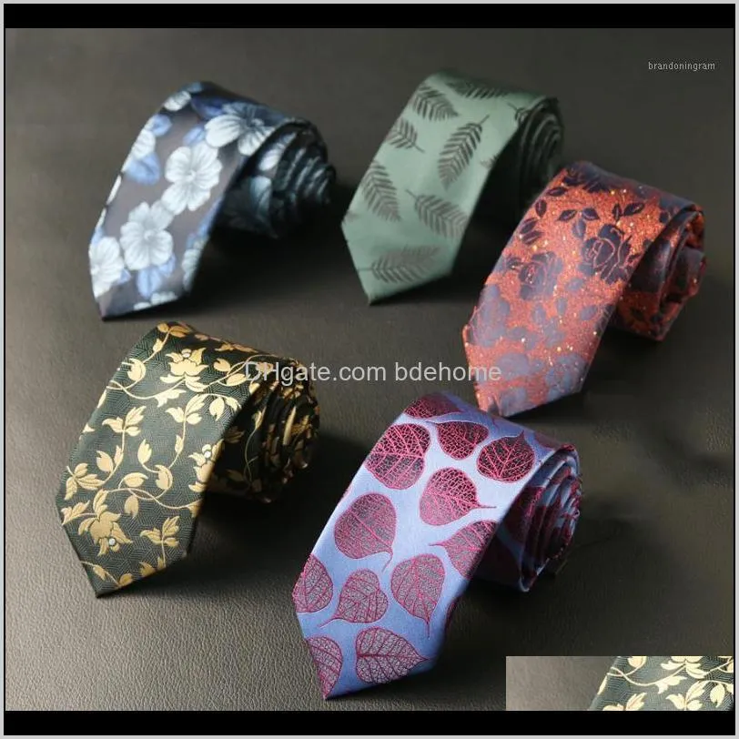 Neck Ties Fashion Aessories Drop Delivery 2021 Business Neckties Mens Polyester Floral Female Skinny Tie For Wedding Gentlemen Cravat Corbata