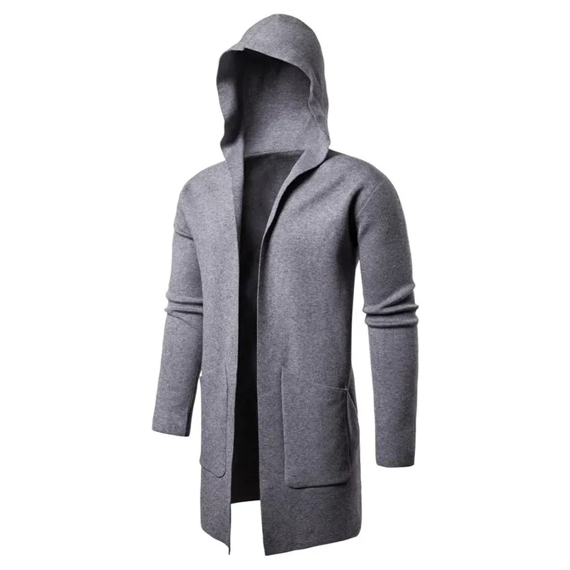 Tröja män solida pullovers casual hooded höst vinter varm femme kläder smal passform hoppa 211006