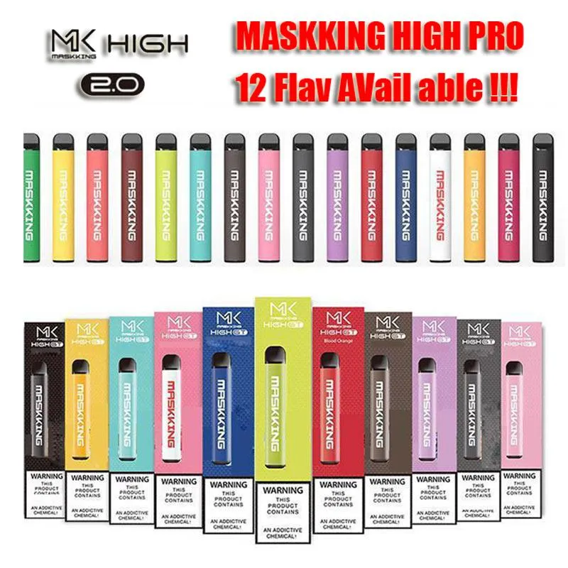 Maskking High Pro 2.0 MK 일회용 장치 vape 펜 전자 담배 1000puffs 600 mAh 배터리 3.5ml 사전 채워진 카트리지 Pods 16+ 색상 키트 최신 증기