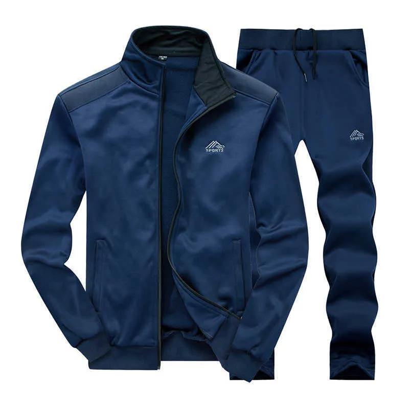 Män Sportkläder Set Märke Mens Tracksuit Sporting Fitness Kläder Två Pieces Långärmad Jacka + Byxor Casual Men's Track Suit Y0831