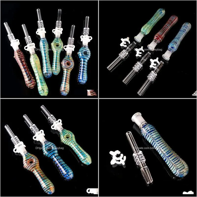 2020 glass nc kit with quartz tips dab straw oil rigs silicone smoking pipe glass pipe smoking accessories dab