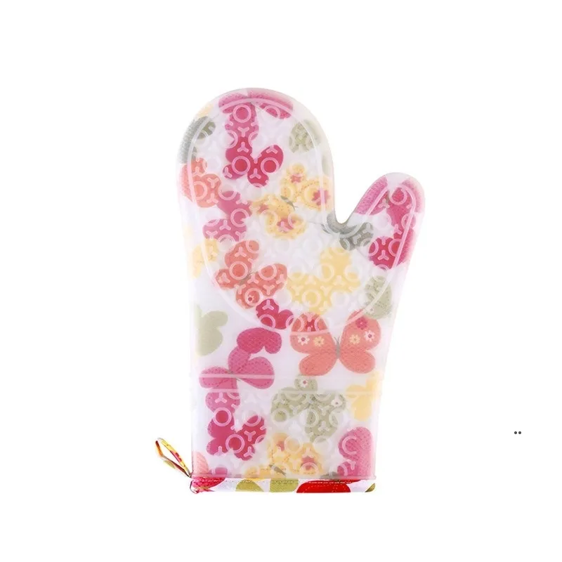 NOUVEAUNOUVEAU Gants de cuisine résistants à la chaleur Coque en silicone transparente antidérapante Doublure en coton doux Mitaine double couche pour la cuisson au barbecue EWE7393