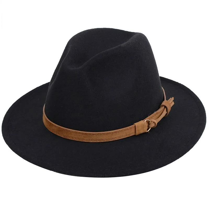 Kış ve Sonbahar İmitasyon Yün Bayanlar Erkekler Fedora Top Caz Şapkası Avrupa Yuvarlak Dome Geniş Kötü Şapkalar