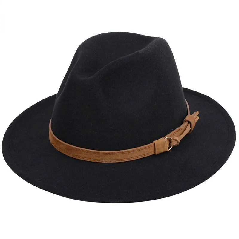 Imitation d'hiver et automne laine dames masculines Fedora top jazz chapeau jazz européen américain rond