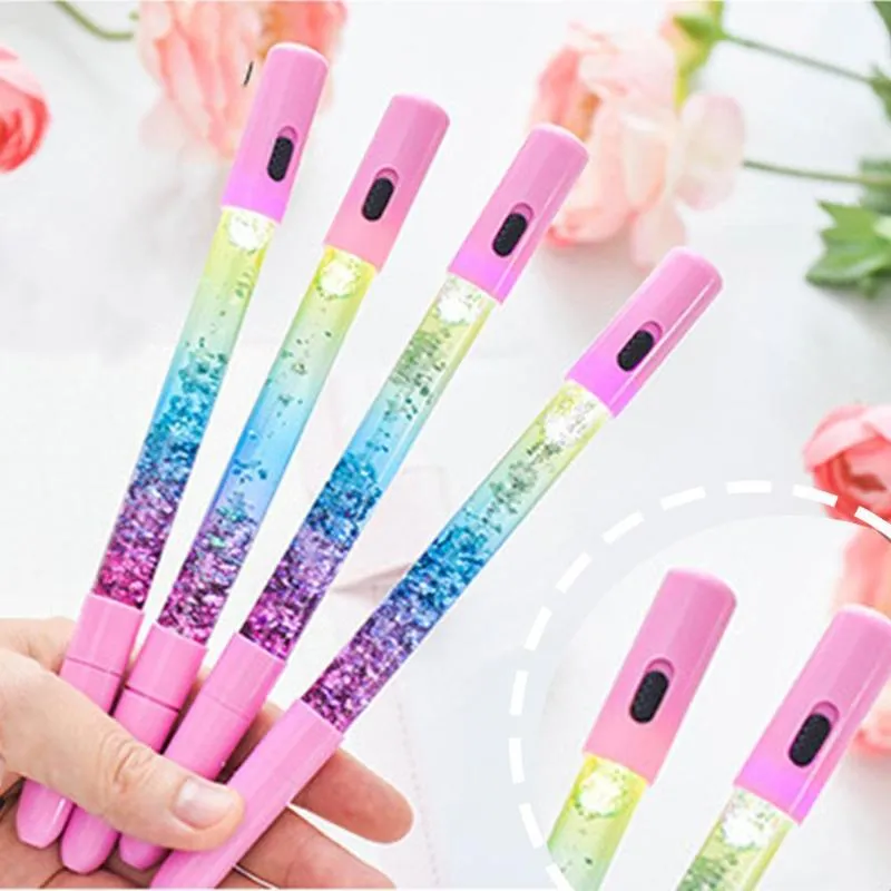 Highlightery Kawaii Wróżki Kij Gel Pióro Lśniącym Dryf Kryształowy Ballpoint Rainbow Kreatywne Ball Kids Lovely Papetery