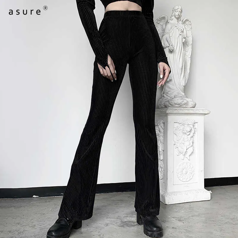 Vintage Gothic Flared Trousers For Women Emo Streetwear, Aesthetic