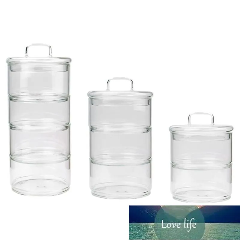 Storage Bottles & Jars Multi Layers Gl Tank Stackable Snack Box Sealed Grains Nuts Can Kitchen Container/