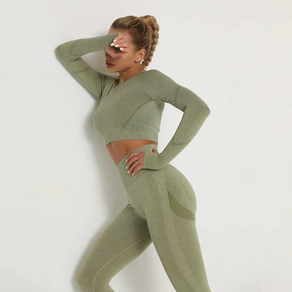 Long Sleeve Seamless Gym Set