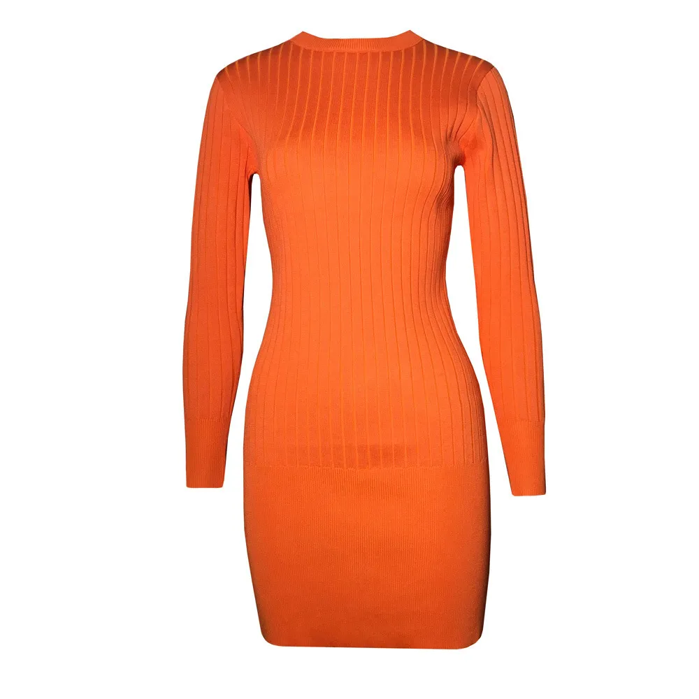 Knitted Bodycon Sweater Dress Women Neon Yellow... From Dou003, $16.03 |  DHgate.Com