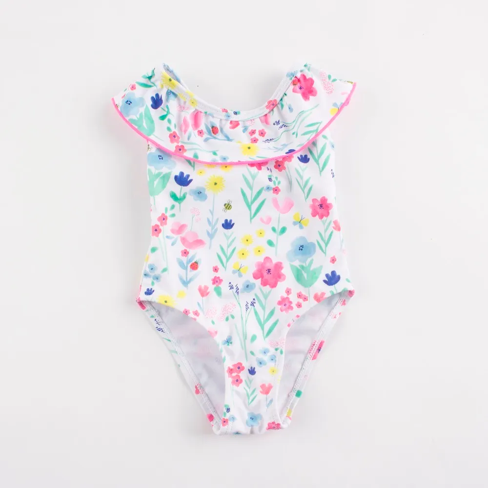 Flower Print Baby Kids Swimwear Swimsuit Children Girls One Piece Swimsuits of Large Sizes Cute Bathing Suit 134