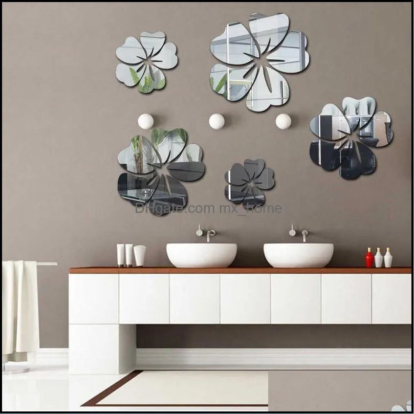 Wall Stickers 3D Mirror stickers Floral Art Removable Sticker Acrylic Mural Decal home decor room decoration droship HH9-2668 6323
