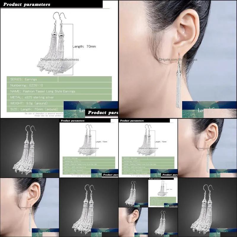 Fashion 925 Sterling Silver Long Tassel Earrings for Women New Design Elegant Lady Accessories 100% Solid Silver Jewelery Gifts