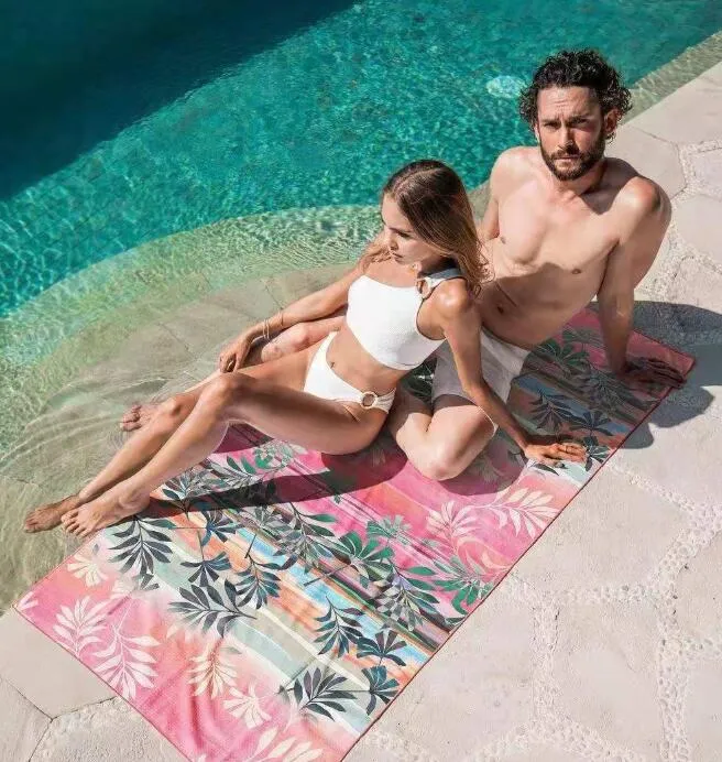 Beach Towel Double-sided Velvet Adult Swimming Towels Creative Printing Sunscreen Shawl Quick-drying Blanket Women Wrap Printed 180*80cm wmq1214