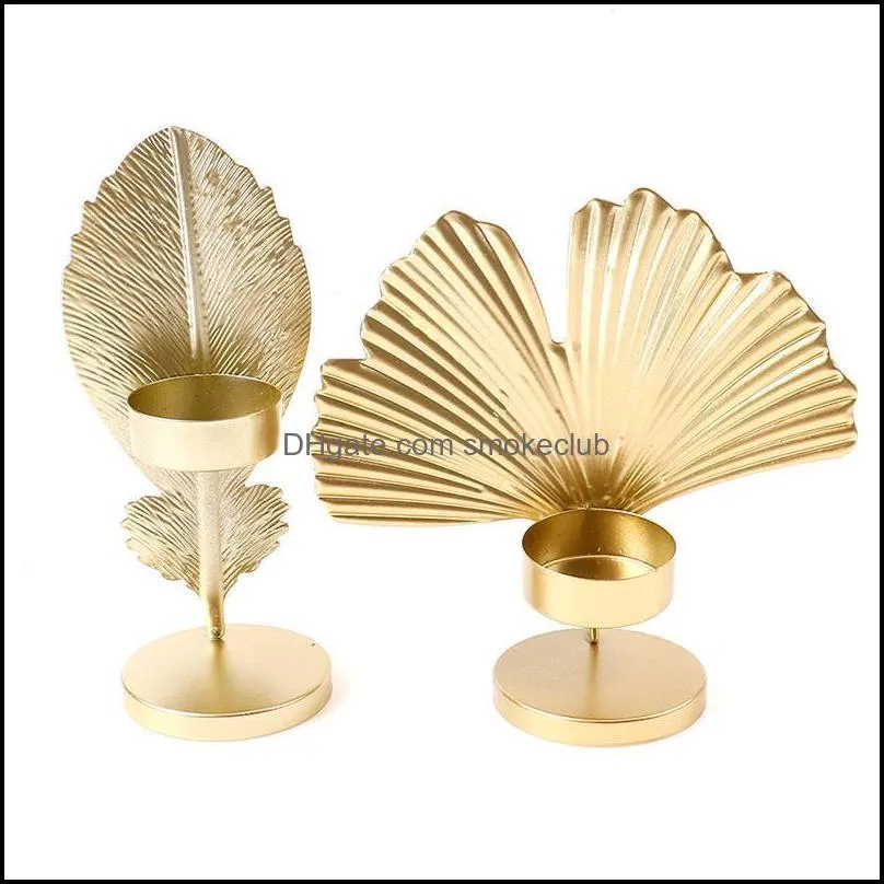 Candle Holders 5 Style Romantic Nordic Leaf Wrought Iron Cup Candlestick Candlelight Dinner Home Decor Wedding Decoration
