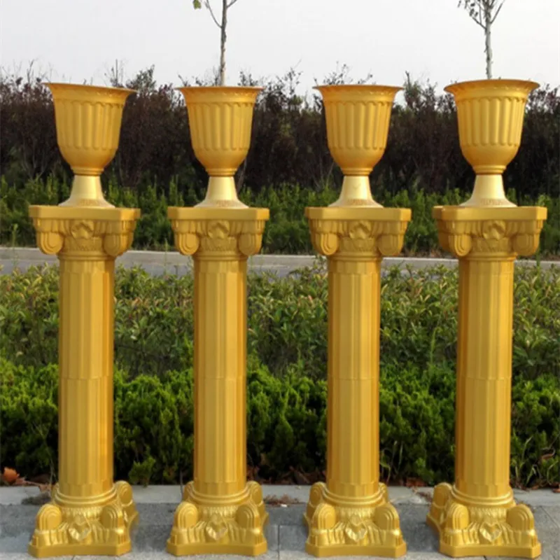 47 "(120 cm) de altura columna romana dorada decoración de boda centros de mesa pilares soportes de flores accesorios de fiesta citados en la carretera 10 Uds