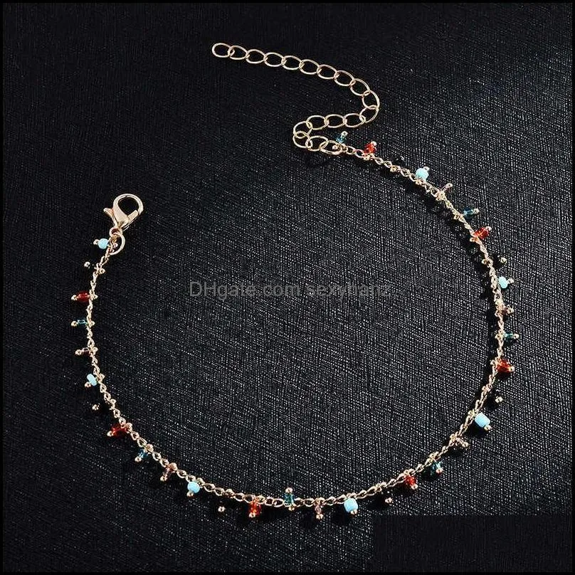 Women`s Vintage Colourful Beads Boho Tassel Anklet Foot Decoration Bracelet Jewellery for Women and Girls G1022