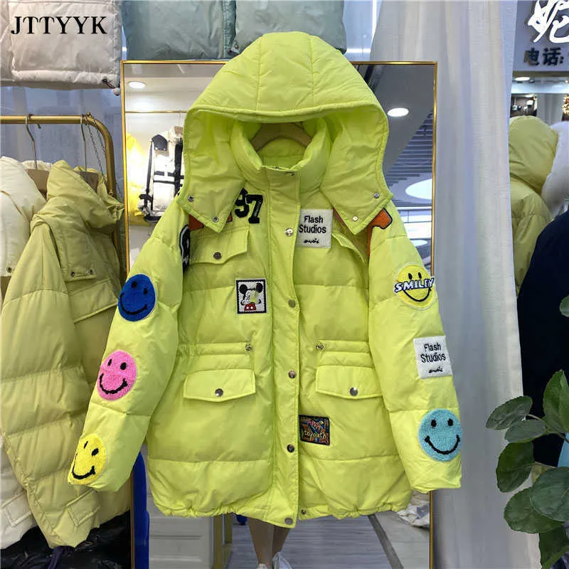 韓国のファッションダウンジャケットの女性冬の服フード付きパーカー90 ホワイトアヒルダウンコート女性厚いアウター