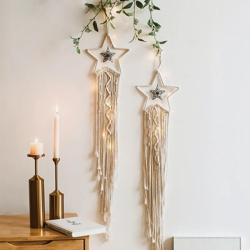 20 cm stjärna macrame vägg hängande tapestry diy handgjorda vävda hem stora dekor för sovrum vävt boho tapestry hängande