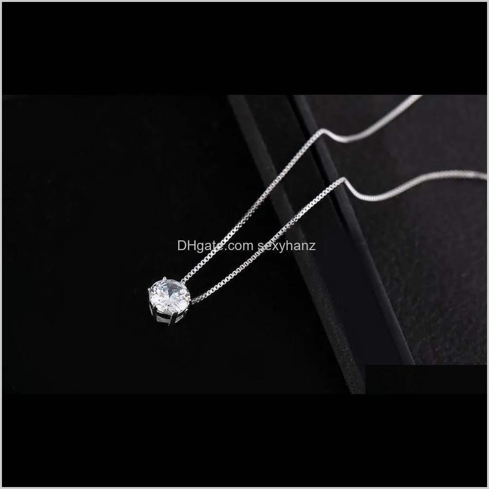 exquisite rhinestone chain single zircon 925 pure silver plated necklace female fashion accessories silver jewelry christmas gift