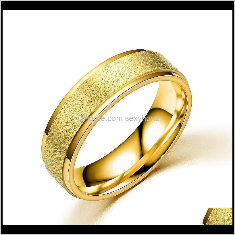 frosted ring stainless steel dull polish ring silver gold band rings women mens rings fashion jewelry will and sandy new