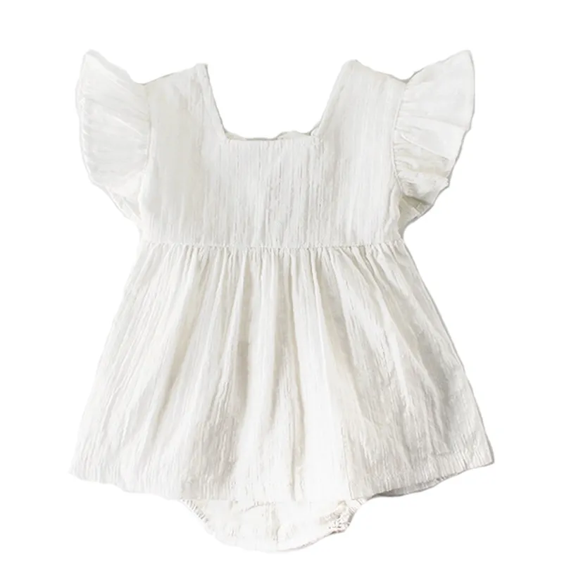 Sommer süßer lässiger Baumwollstrampler einteiliger Kinder mit fliegenden Ärmeln Jumpsuit Baby Kleidung 210417