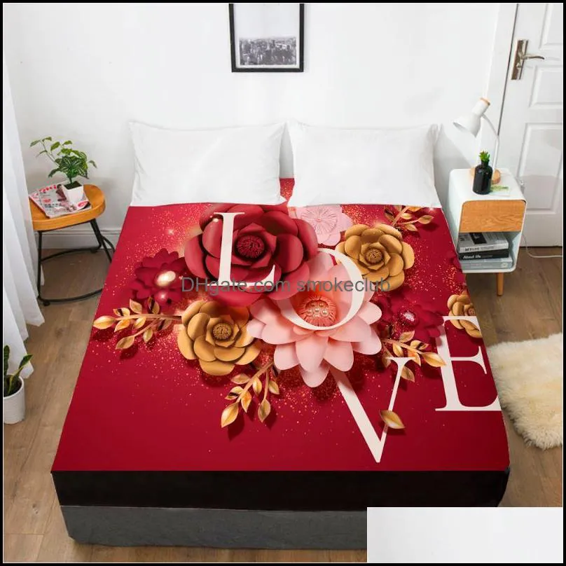 Sheets & Sets Luxury Elastic Fitted Sheet Bed With An Band Mattress Cover Customizable Size For Home Wedding Red