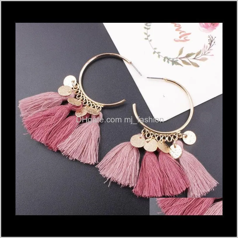 statement tassel earrings gold color round drop earrings for women wedding long fringed earrings jewelry gift ps0624