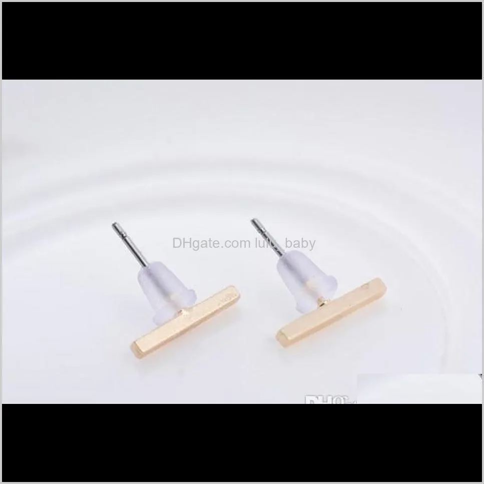 Girls Tiny Bar Stylish Stud Earrings Punk Upated Design Black Silver Gold Plated Cute Stud Earrings