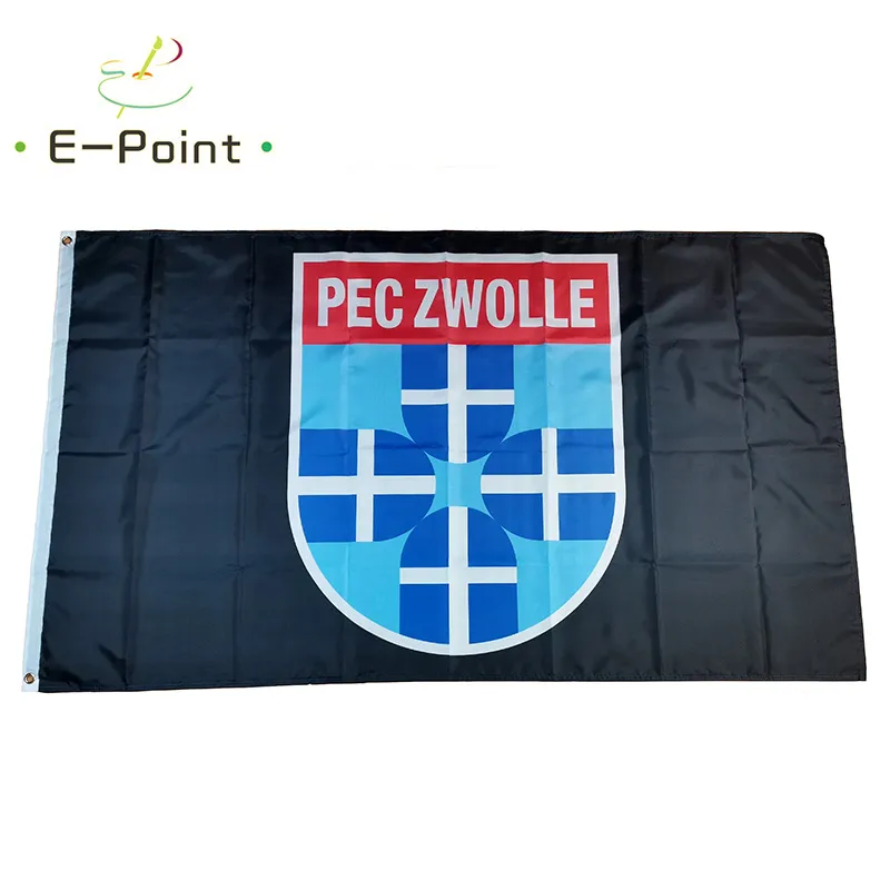 Bandeira de Holanda Clube de Futebol Pec Zwolle Black 3 * 5ft (90cm * 150cm) Bandeira de poliéster Banner Decoração Flying Home Garden Festive presentes