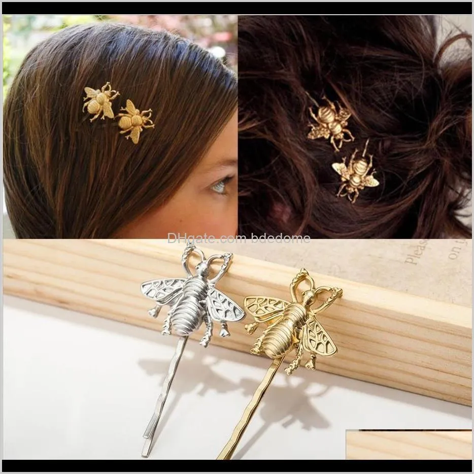 Clips & Barrettes Jewelry Drop Delivery 2021 Fashion Simple 1 Shape Alloy Diecast Bee Hairpin Gold And Sier Plated For Women Hair Clip Gift K