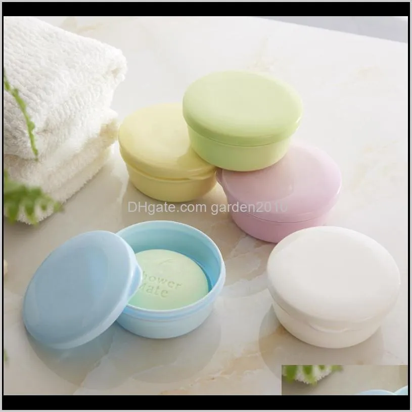 soap dish box bathroom sealed soap case holder container wash shower home round travel supplies